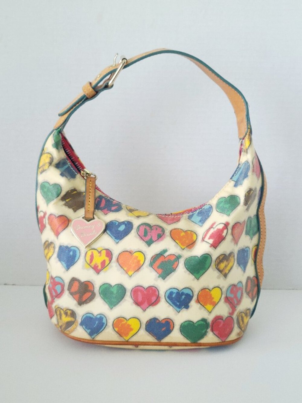 Vintage Y2K Dooney & Bourke Crayon Colors Hearts Mini Shoulder Bag